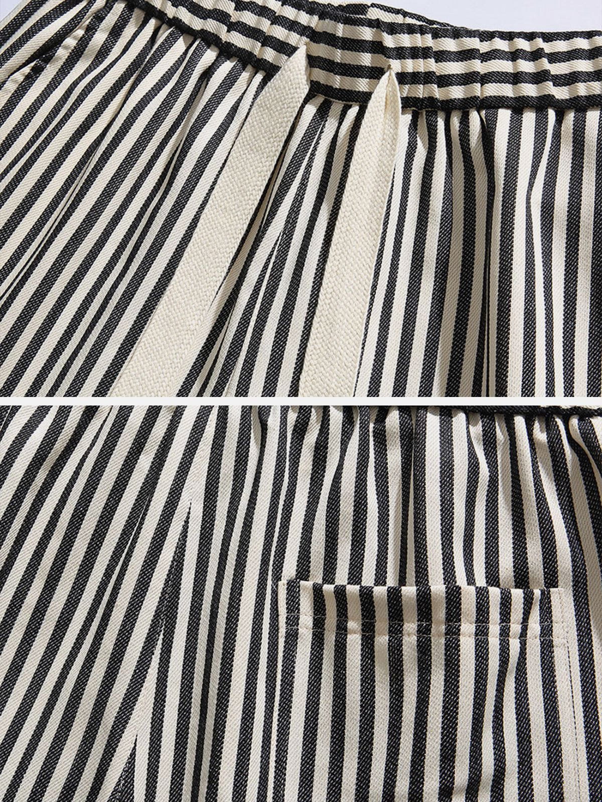 Striped Print Loose Drawstring Shorts
