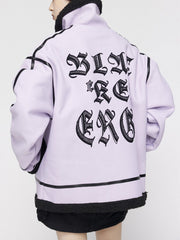 Sherpa-Wintermantel mit Wildlederstickerei