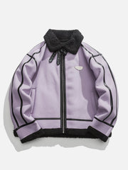 Sherpa-Wintermantel mit Wildlederstickerei