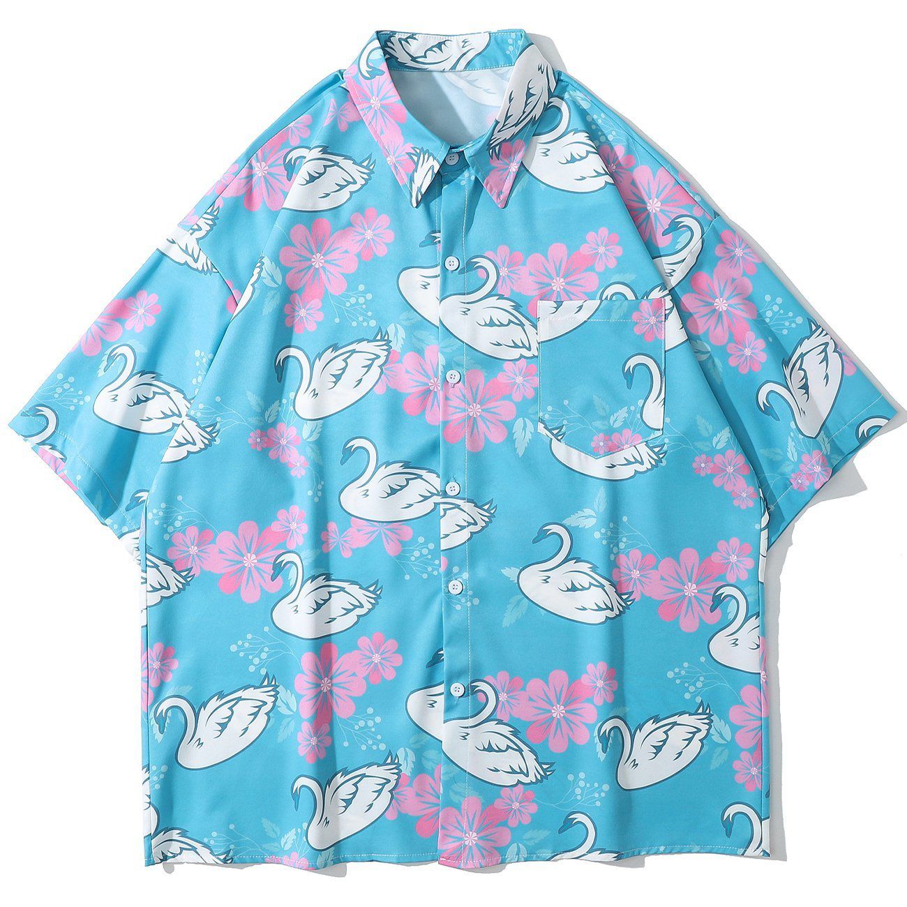 Swan Full Print Short-sleeved Shirt