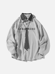 Tie Chain Trim Long-Sleeved Shirt
