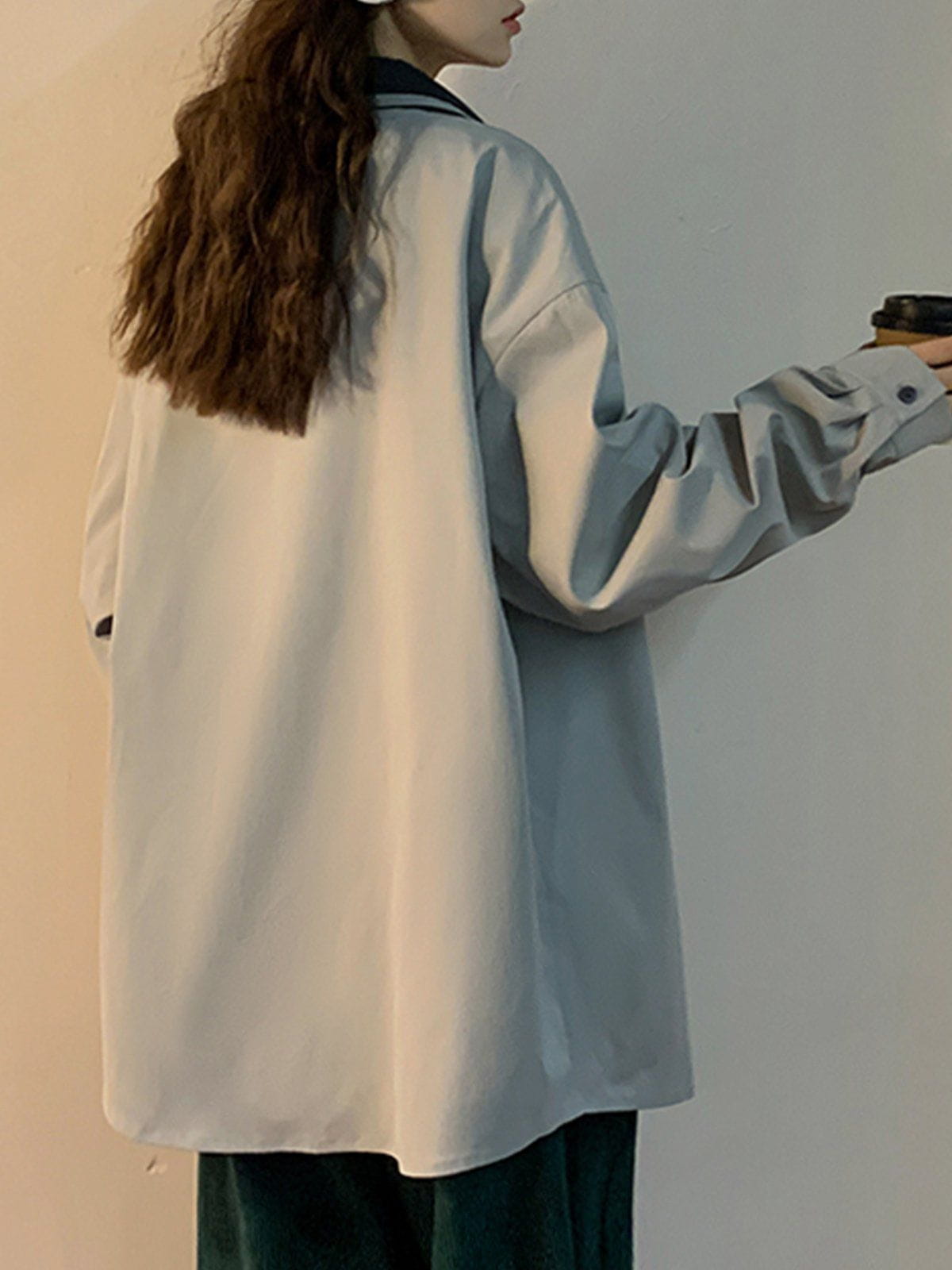Tie Chain Trim Long-Sleeved Shirt