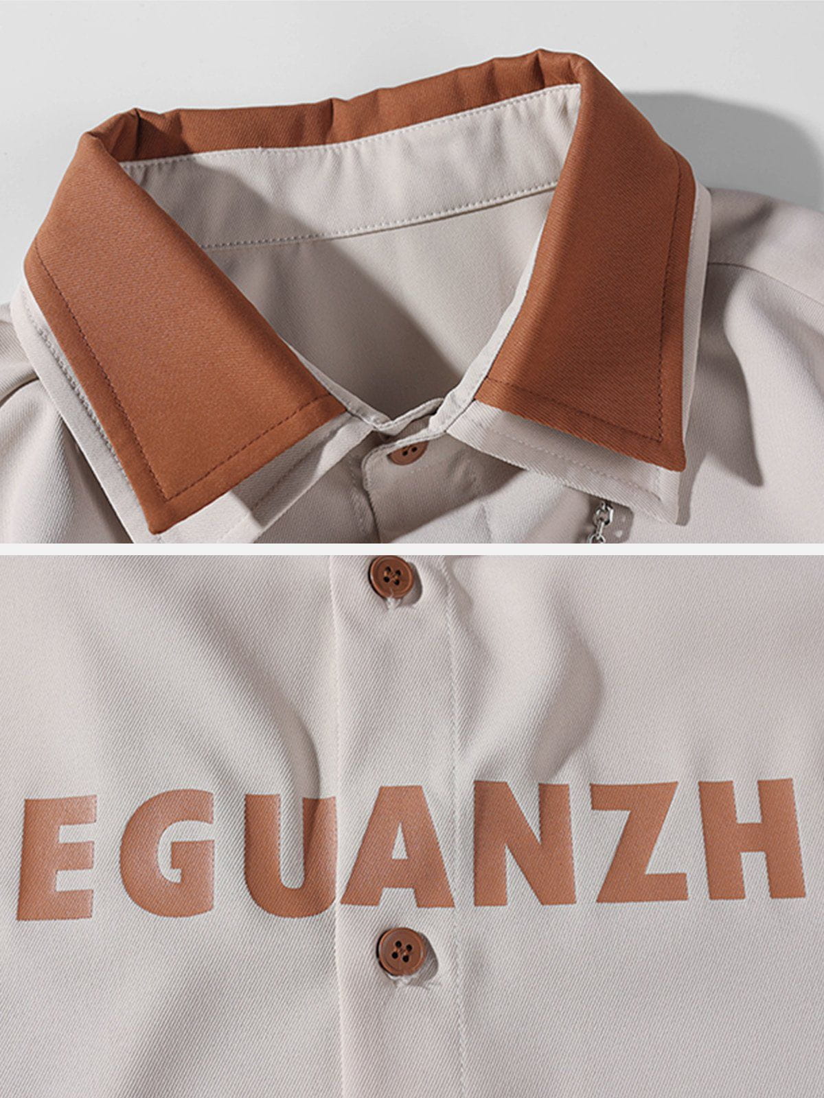 Tie Chain Trim Long-Sleeved Shirt