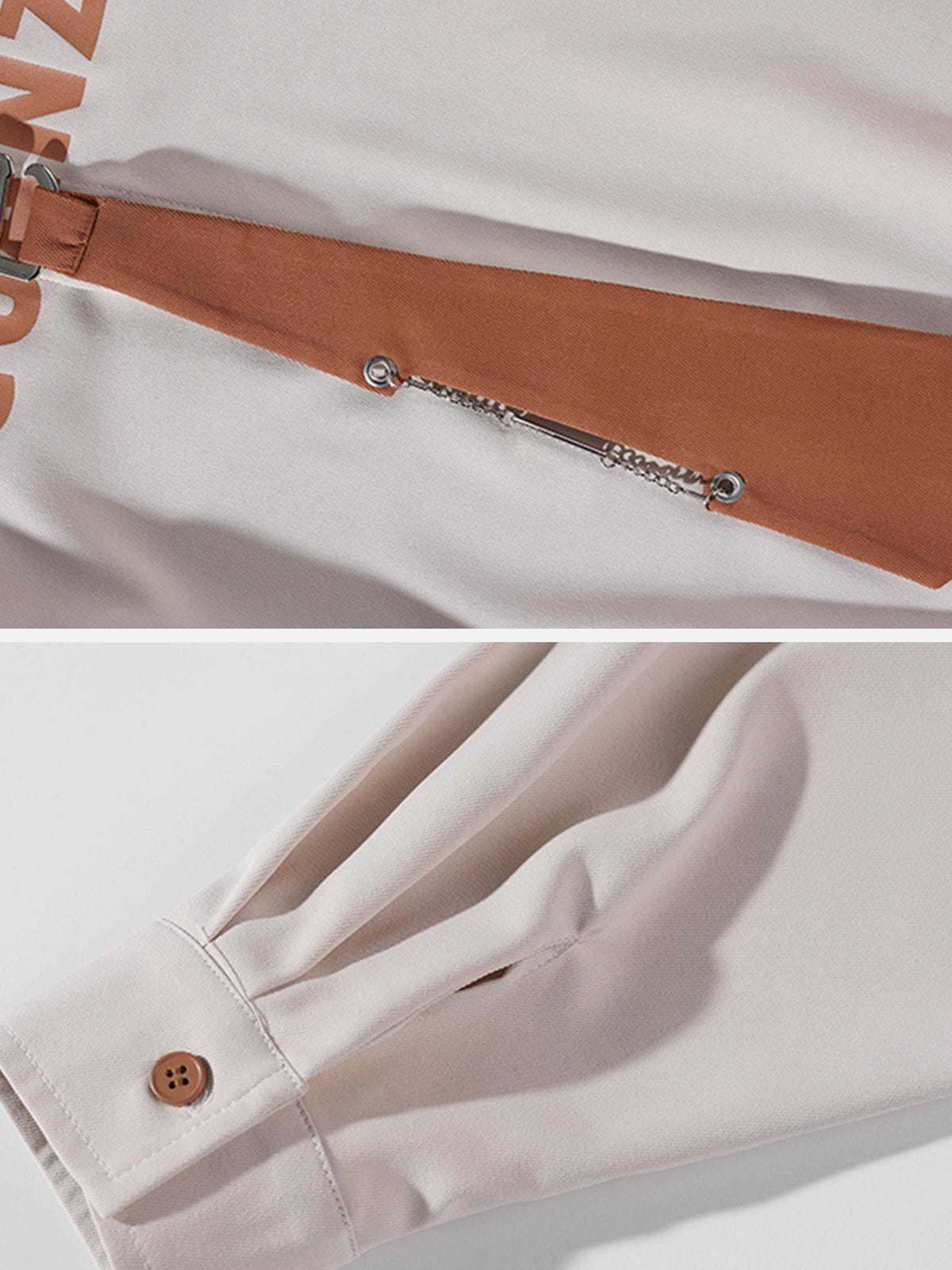 Tie Chain Trim Long-Sleeved Shirt