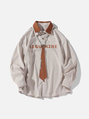 Tie Chain Trim Long-Sleeved Shirt
