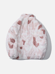 Sherpa-Mantel mit Batikmuster und Engel-Häschen-Etikett