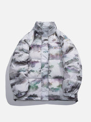 Wintermantel mit Tie-Dye-Camouflage