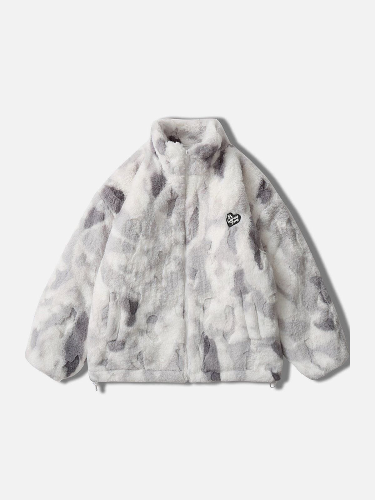 Tie-dye Heart Sherpa Coat