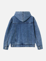 Wintermantel aus Denim mit Batikmuster und Kapuze