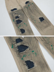 Tie Dye Splash Ink Hole Jeans