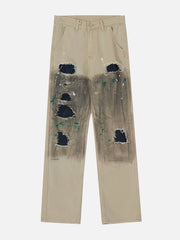 Tie Dye Splash Ink Hole Jeans