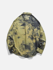 Tie Dye Tree Print Long-Sleeved Shirt