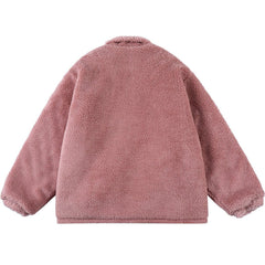 Wendbarer Sherpa-Wintermantel mit Handtuchstickerei