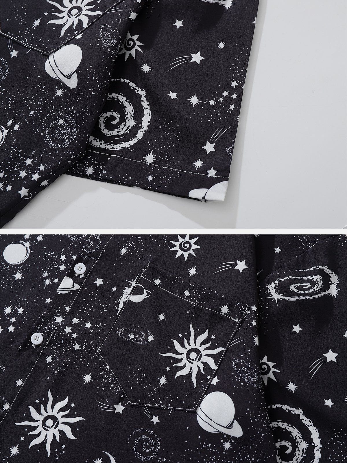 Universe Galaxy Print Short Sleeve Shirts