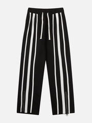 Vertical Stripe Drawstring Sweatpants