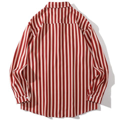 Vertical Stripes Color Block Long-sleeved Shirt