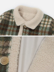 Sherpa-Mantel mit Vintage Check-Muster