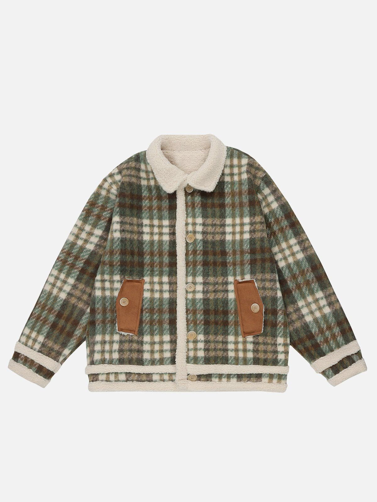 Sherpa-Mantel mit Vintage Check-Muster