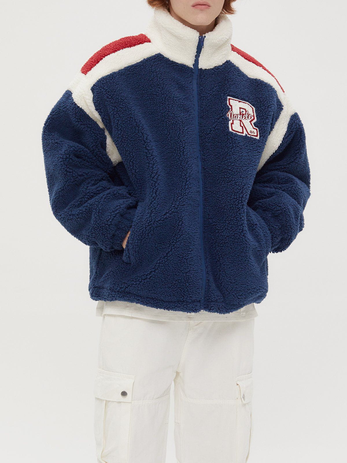 Vintage-Sherpa-Mantel mit Kontrast