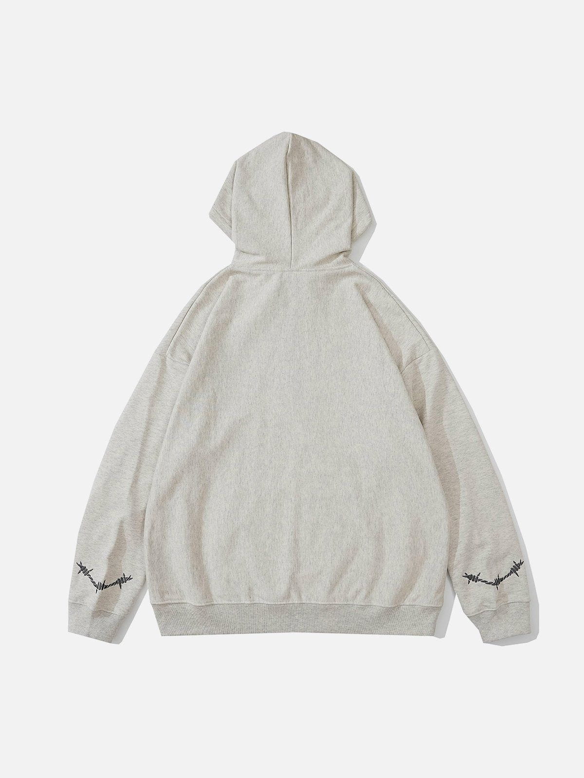 Vintage Curved Patch Embroidered Half-Zip Hoodie