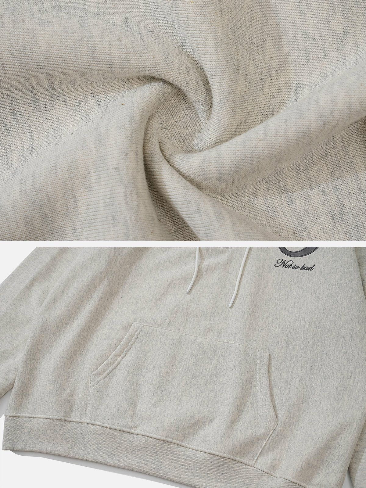 Vintage Curved Patch Embroidered Half-Zip Hoodie