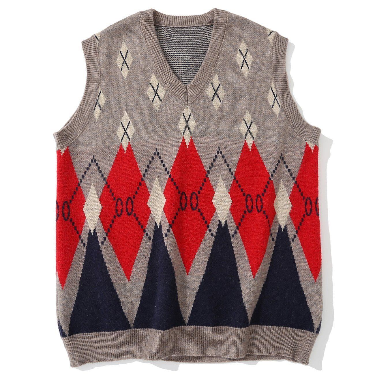 Vintage Diamond Pattern Knit Sweater Vest