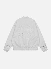 Vintage bestickte PU-Jacke mit Nieten 