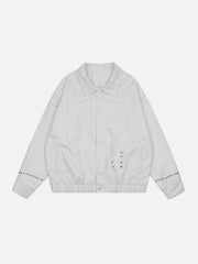 Vintage bestickte PU-Jacke mit Nieten 