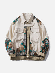 Vintage Blumenstickerei Nähjacke 