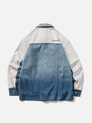 Vintage Gradient Denim Stitching Jacket