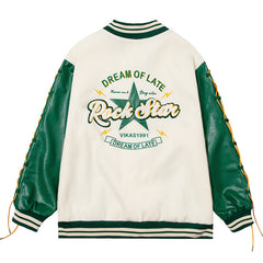 Veste vintage hip-hop avec cordon de serrage et lettre