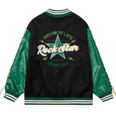 Veste vintage hip-hop avec cordon de serrage et lettre