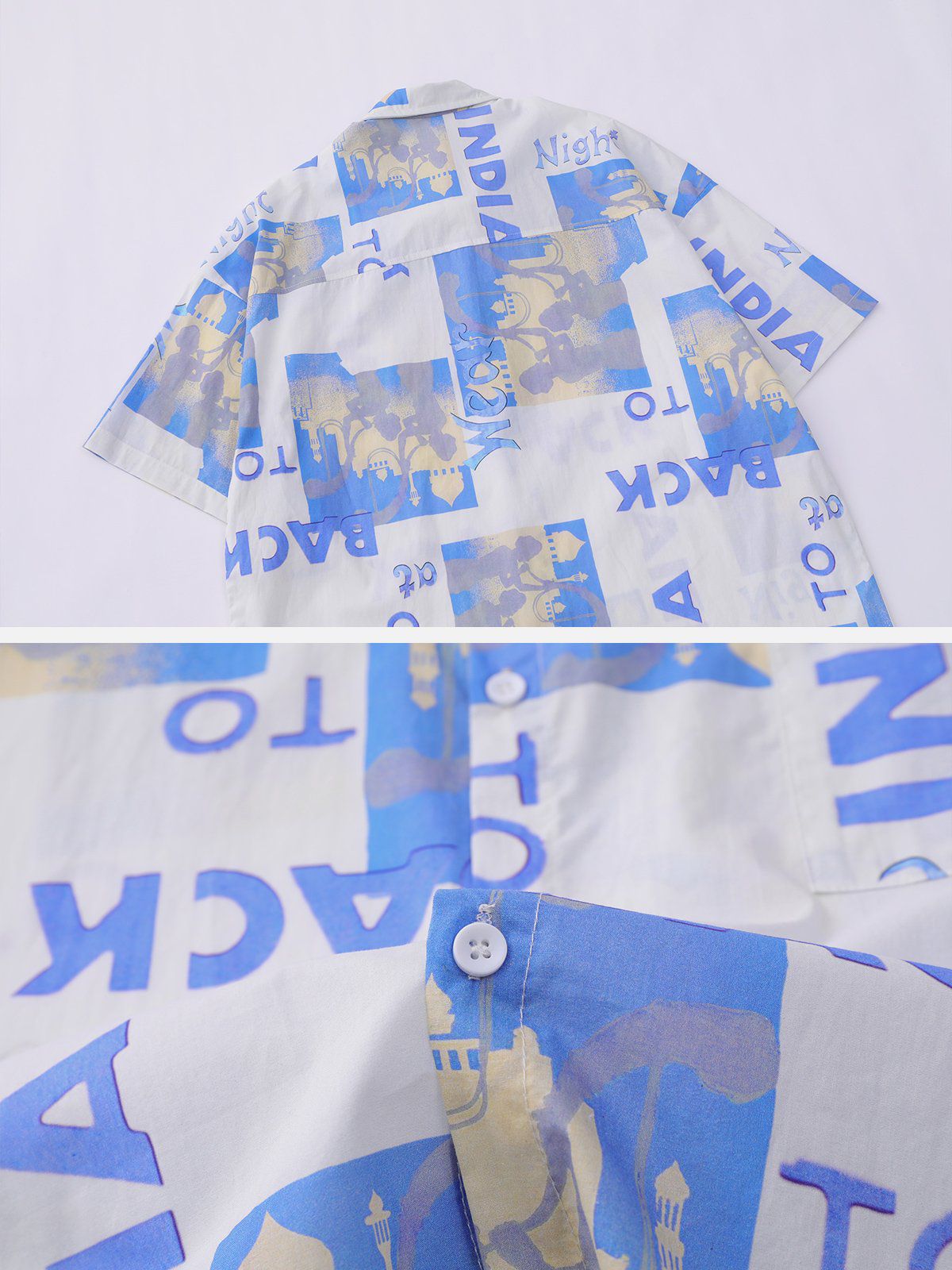 Vintage Letter Print Short Sleeve Shirts