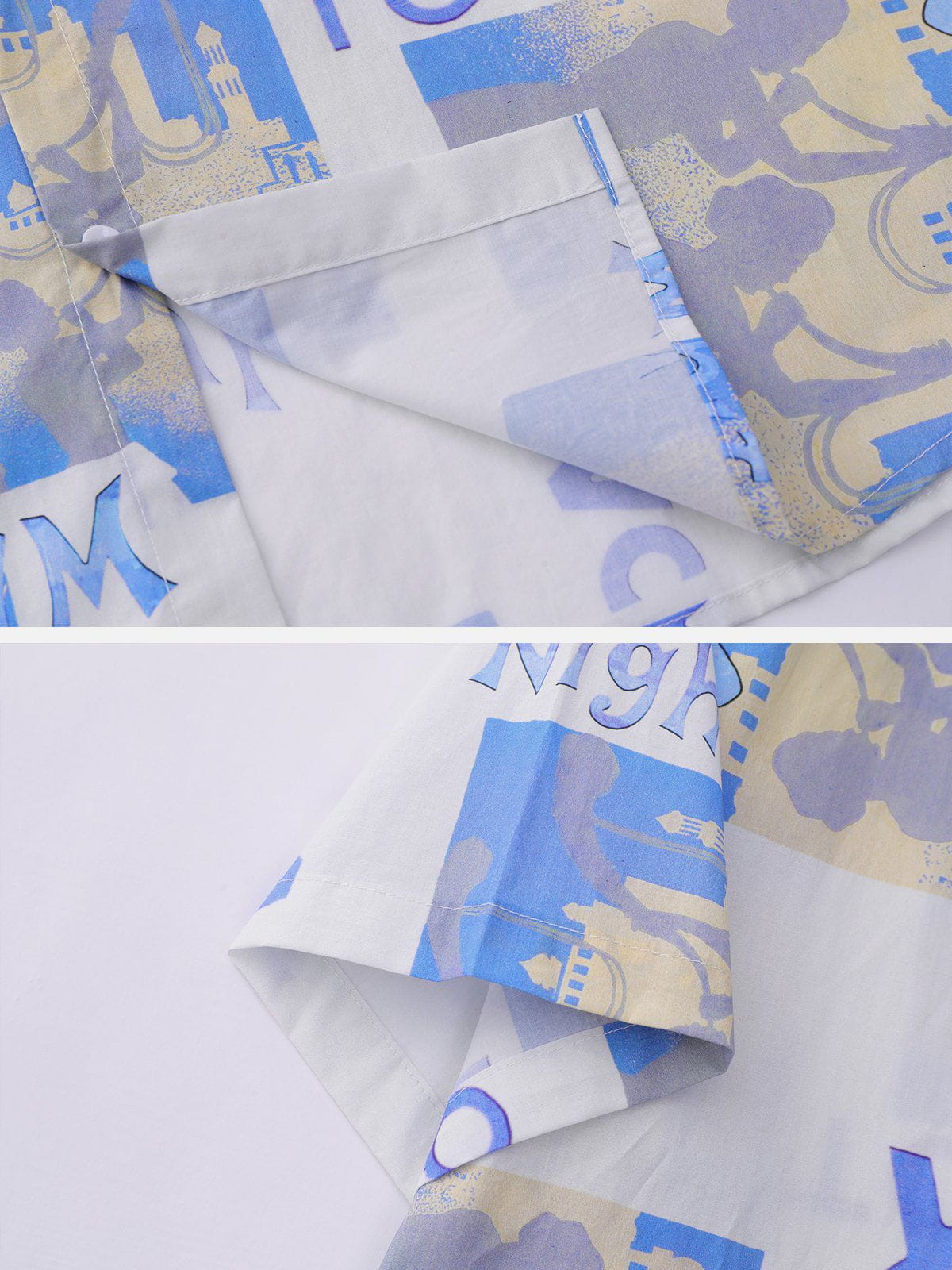 Vintage Letter Print Short Sleeve Shirts