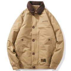 Vintage Letter Print Winter Coat