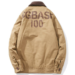 Vintage Letter Print Winter Coat