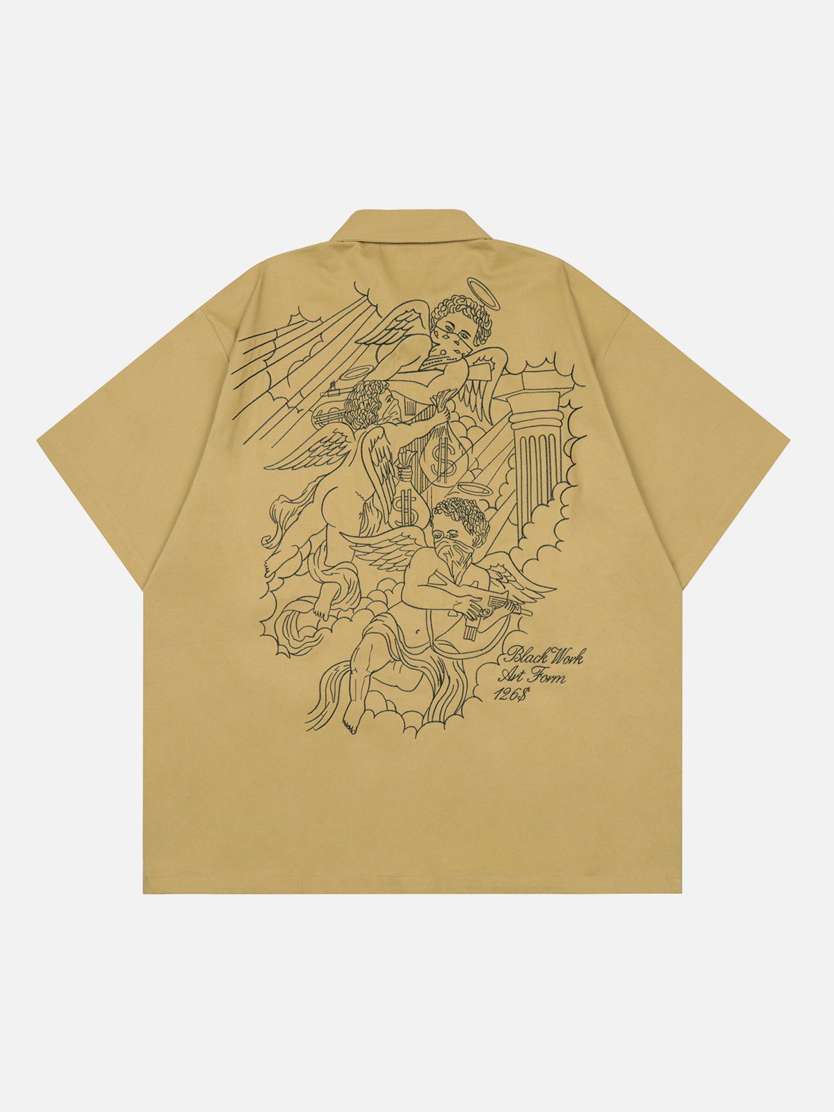 Vintage Multi Pocket Embroidered Short Sleeve Shirt