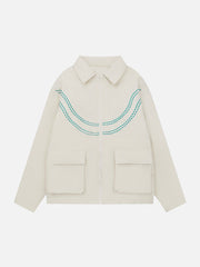 Wintermantel mit Vintage-Patch-Buchstaben