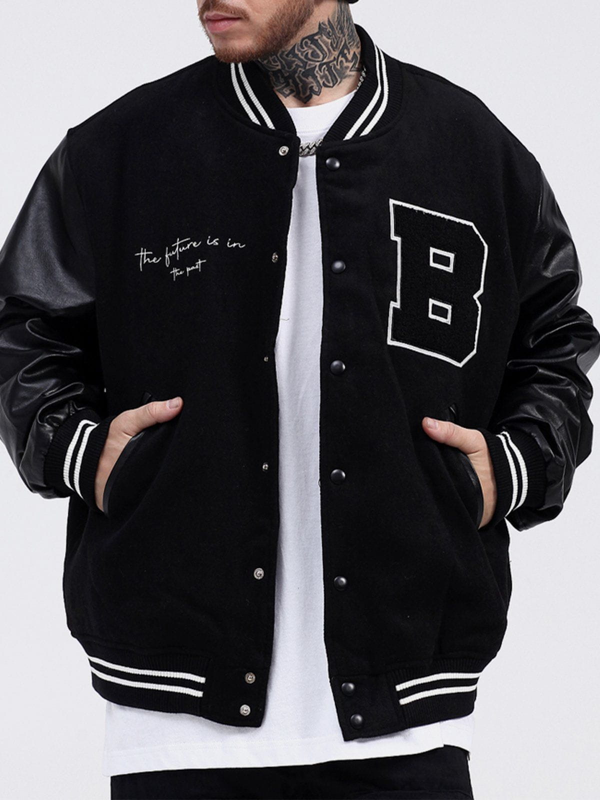 Vintage Patchwork-PU-Jacke 