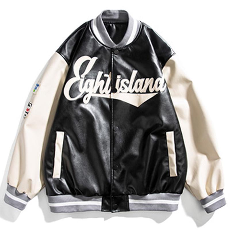 Vintage PU Leather Letter Vintage Jacket