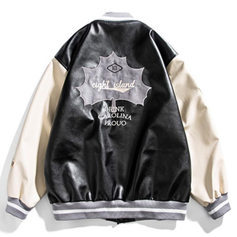 Vintage PU Leather Letter Vintage Jacket