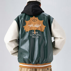 Vintage PU Leather Letter Vintage Jacket