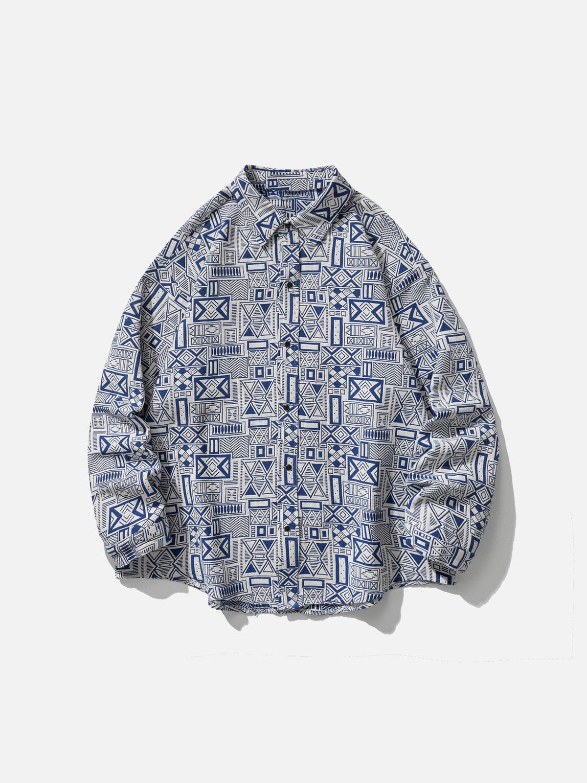Vintage Rectangle Print Shacket