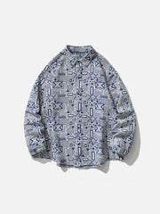 Vintage Rectangle Print Shacket
