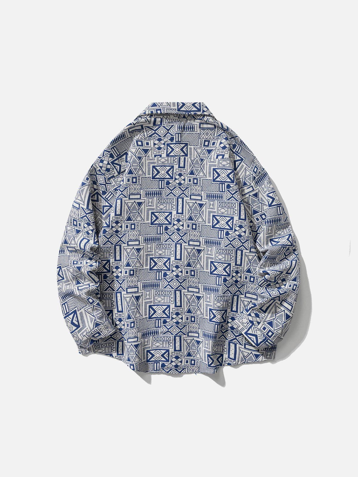 Vintage Rectangle Print Shacket