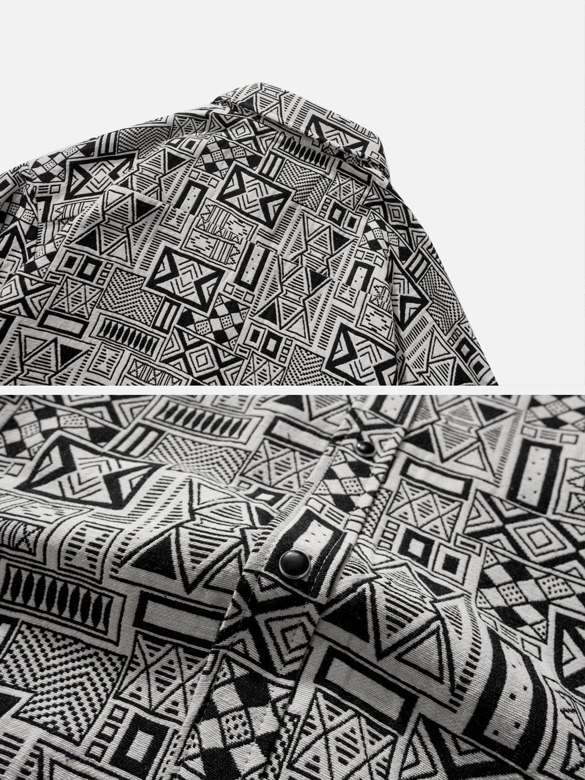 Vintage Rectangle Print Shacket