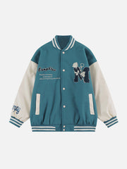 Veste universitaire floquée rose vintage 