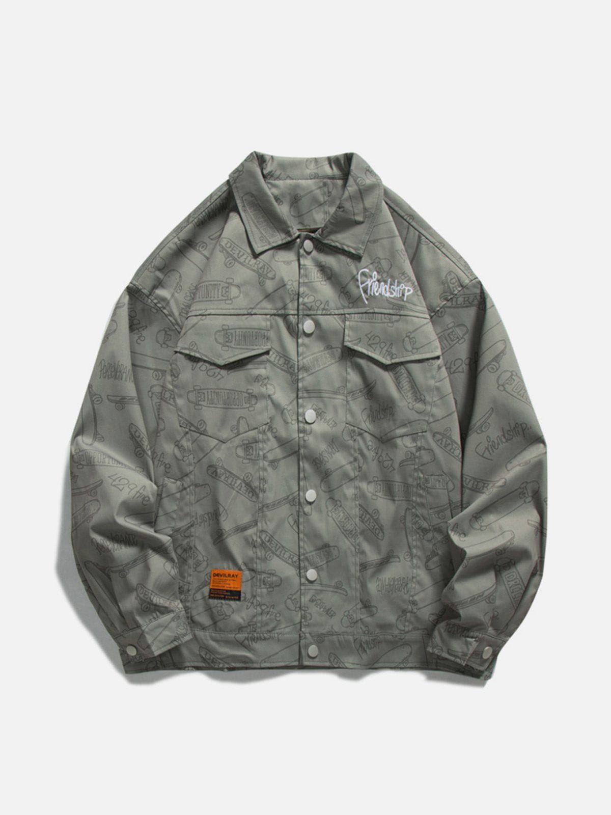 Vintage Skateboard-Flap-Print-Jacke 