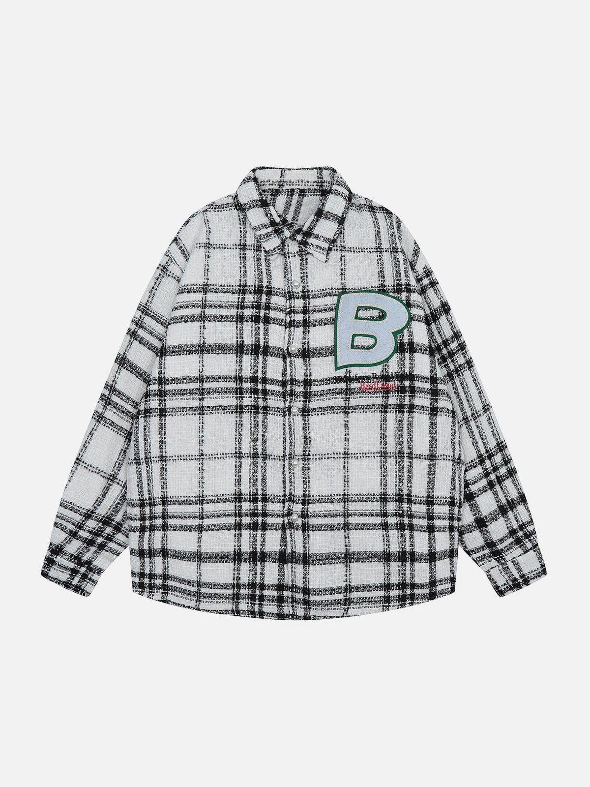 Vintage gestreifte Buchstaben-Shacket 