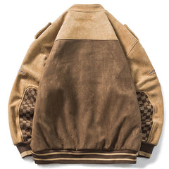 Vintage Wildleder Motorradjacke Schachbrett